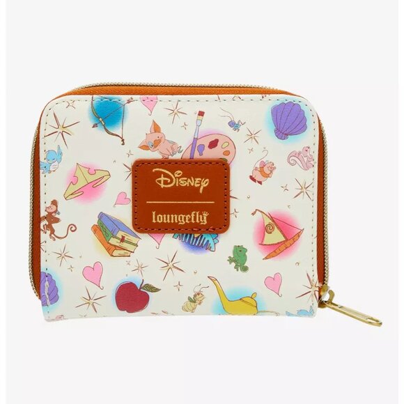Loungefly Disney Princess Icons Sidekicks Wallet All Over Pattern Zip Around - Picture 1 of 4